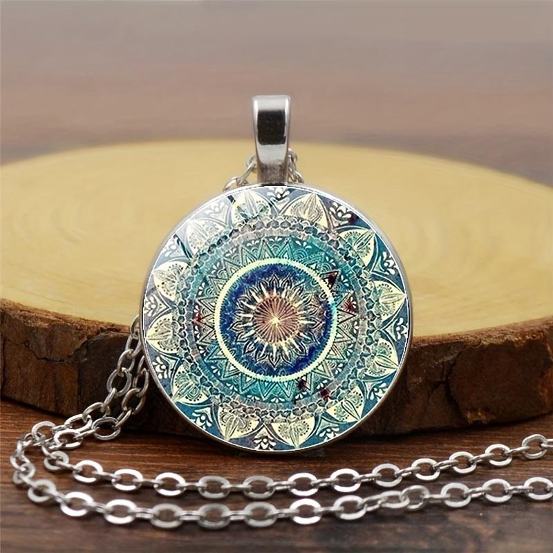 Mandala Flower Time Gemstone Náhrdelník & Náramek & Náušnice Sada šperků Vintage dekorace Kreativní skleněný přívěsek pro ženy