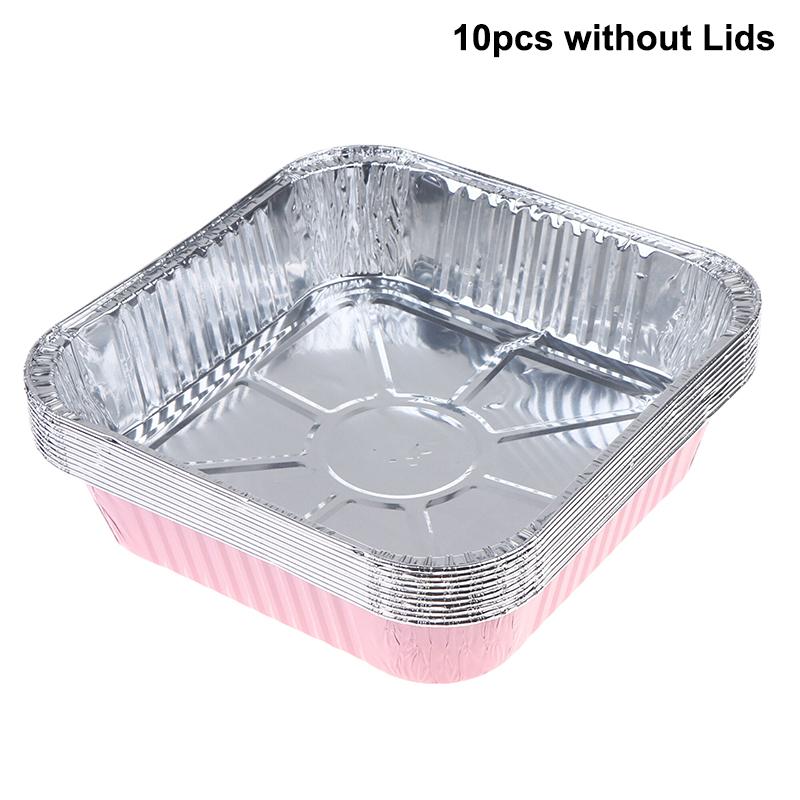 10Pcs 8x8 Inch Square Pink Foil Baking Pan with Clear Lid - Disposable Oven  & Air Fryer Safe Pan for Brownies, Cakes, Storage  & Gifting A