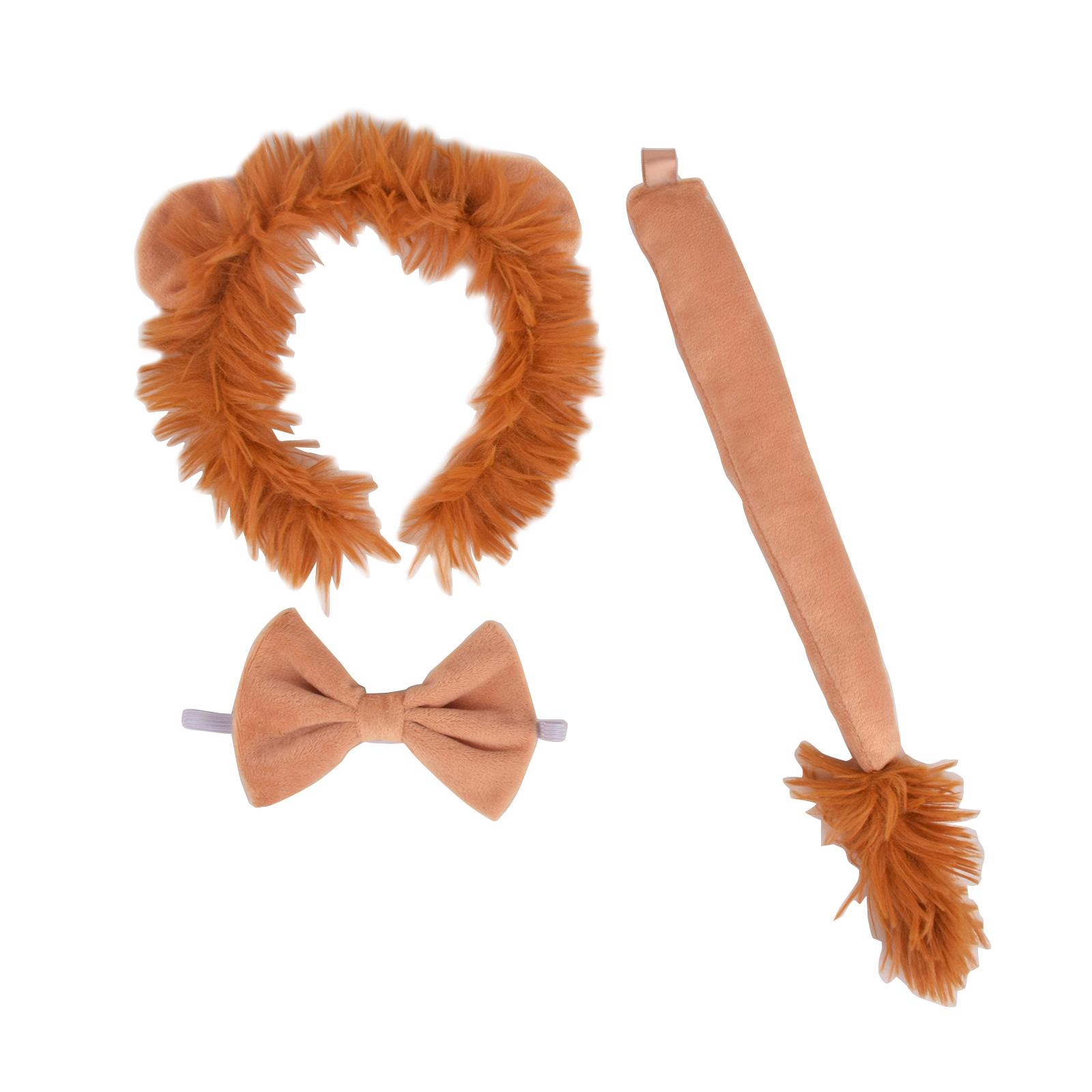 Cartoon Animal Ears Headband Bowtie Tail Plush Lion Costumes Birthday Party Christmas Halloween Cosplay Costumes Props 1