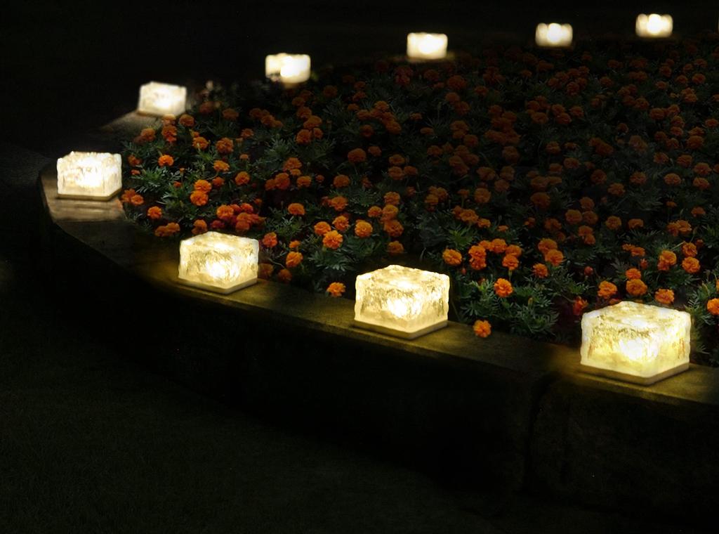 GWSOLAR Solar Set of Recessed Garden New Patterned Glass Creates a Magical Champagne Gold Ornamental 7cm 4 Automatic Perfect for and GW Model 4