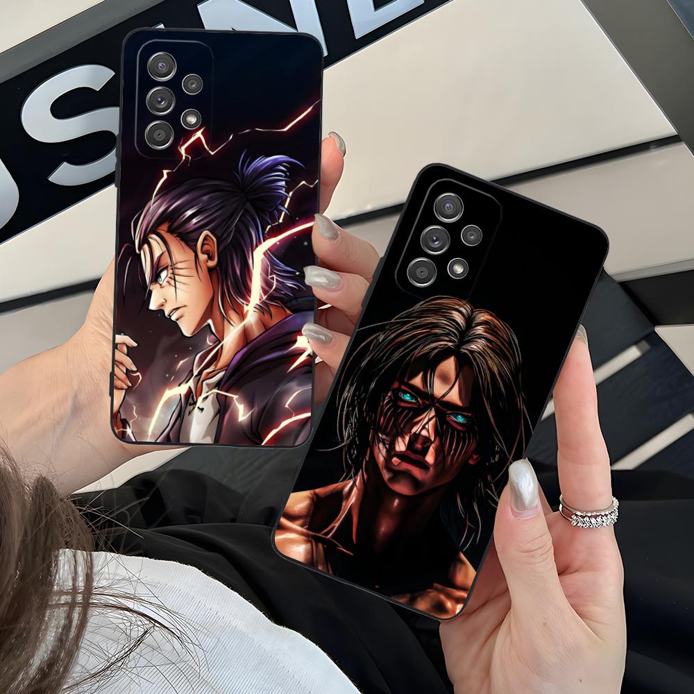 AOT Eren Yeager Matte TPU Mobile Phone Case for Samsung Galaxy M55 54 42 35 34 33 32 23 22 15 14 13 12 F55 5G Colorful Cover