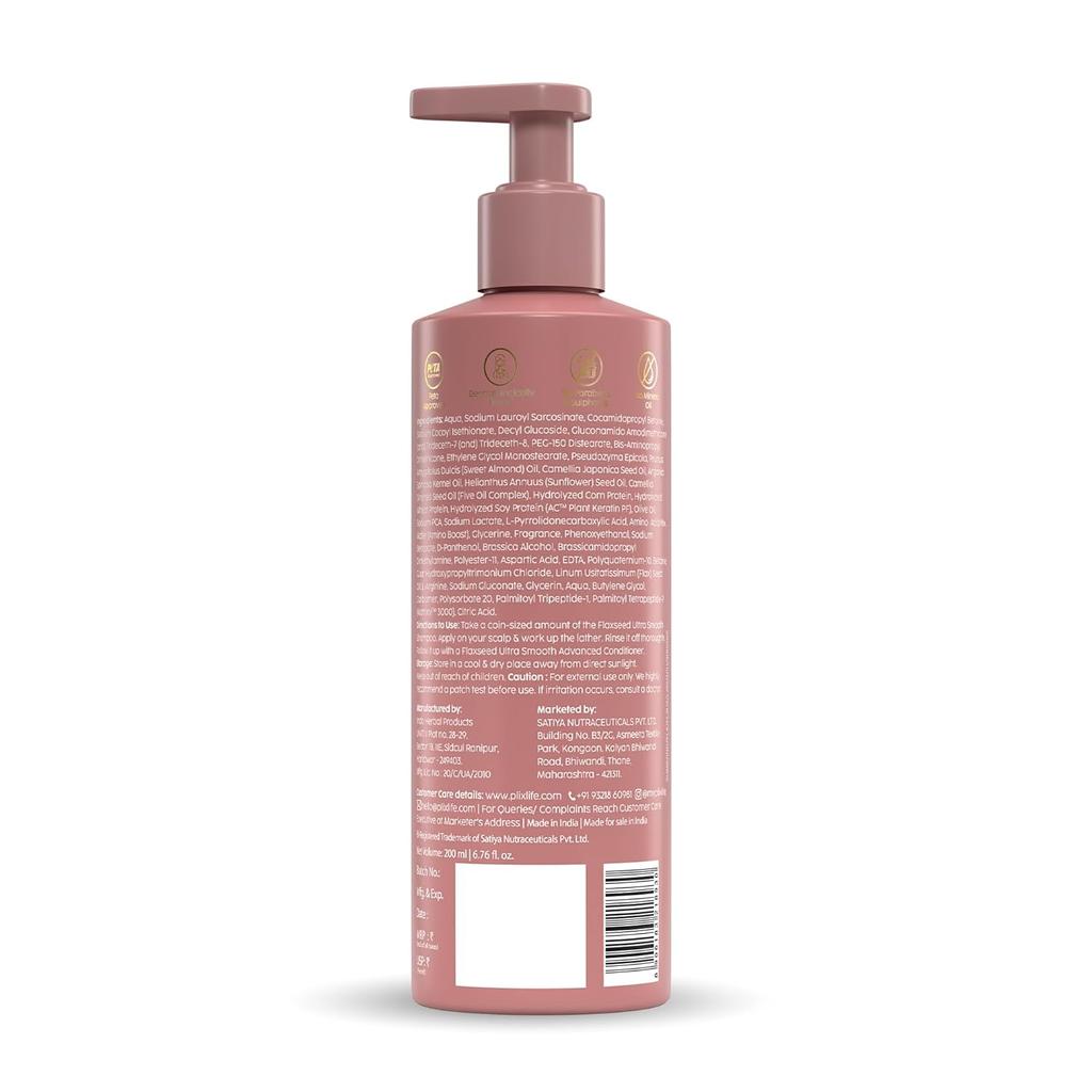 PLIX The Plant Fix Flaxseed Ultrasmooth Shampoo 200ml Pack of 1 For Smooth Shiny Hair Men Women