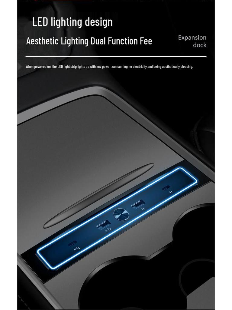 Tesla Model 3/Y USB Hub: Multi-Port Docking Station with PD Fast Charging for Center Console
