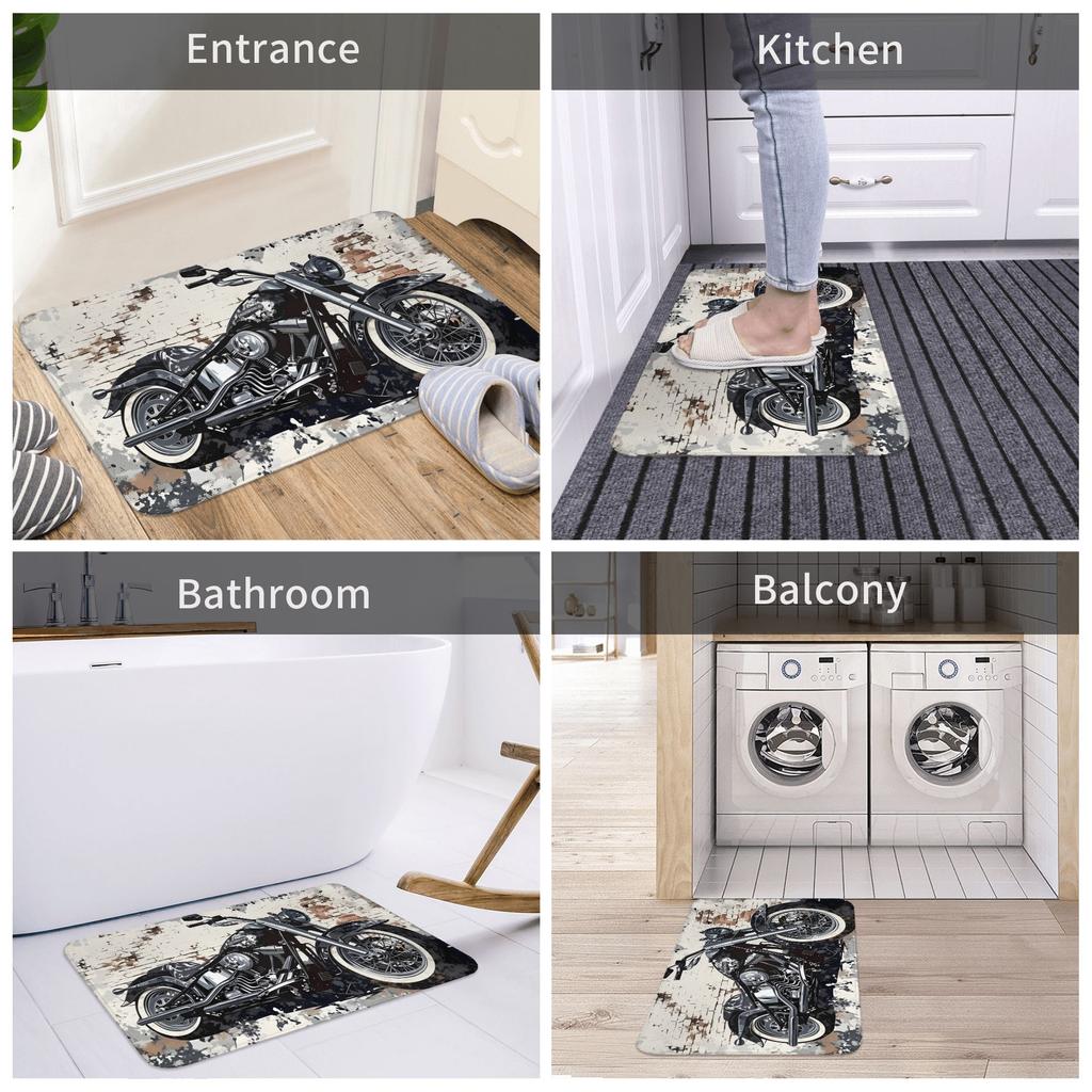 Retro Classic Motorcycle Motorcycle Lovers Gift Doormat Anti-Slip Entrance Kitchen Bathroom Door Floor Mat Toilet Carpet Rug