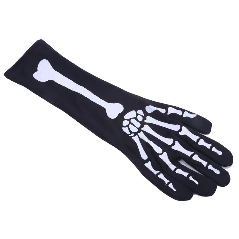 Adult Halloween White Skeleton Gloves Fashion Skull Mitten Ghost Claw Skull Glove Stretch Cosplay Goth Mittens Accessories