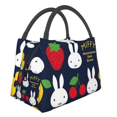 Miffy Isoliertasche mit Verschluss Bento Kühlertasche mit Mittagessen Weiche Kühltasche mit Verschluss, Schwarz, Box, Isoliert, Reißverschluss, Kompakt, Tasche, Tasche, Tragetasche/Öko