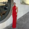 New for summer, sexy cross-neck suspender dress with split ends and long dress.