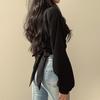 Hong Kong Retro V-Neck Slim Long Sleeve Shirt for Women - Spring Style Short Top