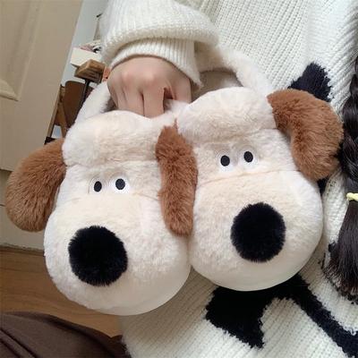 Pantofole da Casa da Donna con Suola Morbida in Cotone, Pantofole Soffici con Simpatico Cartone Animato di Cane, Ciabatte Invernali da Donna, Ballerine da Interno in Peluche, Infradito