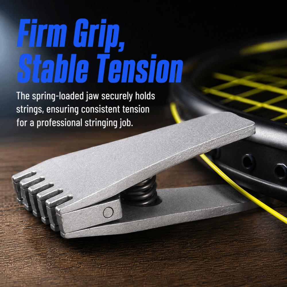 Silver Finish Stringing Clamp Spring Loaded Racket Stringing Tool Badminton Rackets