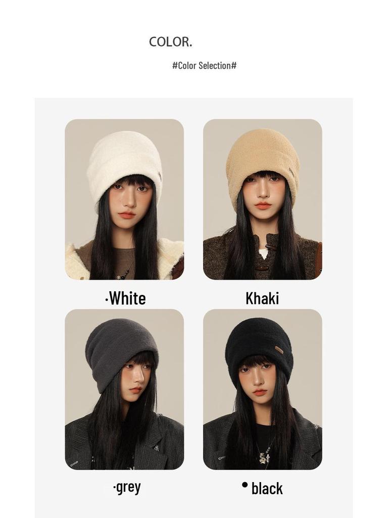 Korean Style Women's Warm Slouchy Beanie: Windproof Ear Protection for Autumn/Winter, Maternity-Friendly