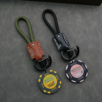 Portachiavi in Vera Pelle Intrecciato a Mano Personalizzabile con Stampa
