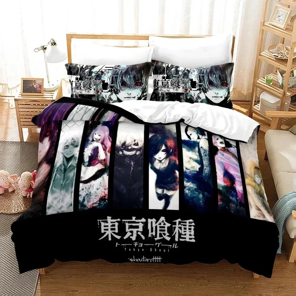 3D Print Tokyo Ghoul Bedding Set Printed With Pillowcase Bed Duvet Cover Soft Queen King Size Bedclothes Home Boys Adult