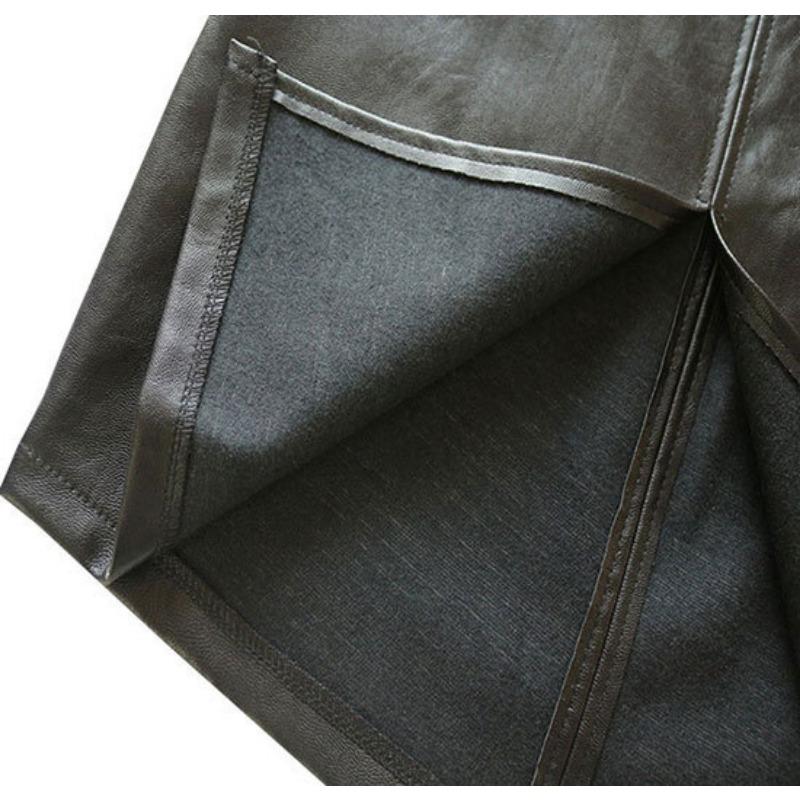 Women Faux Leather Midi Pencil Skirt, High Waist Slim Bodycon Skirt, Front Split Wrap Skirt, Spring Fall Party Commuter Sheath Skirt for Ladies
