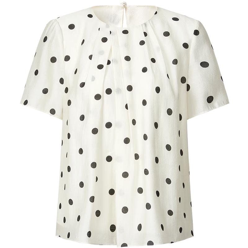 Jiu Zi Women s Retro French Polka Dot Lyocell Top L