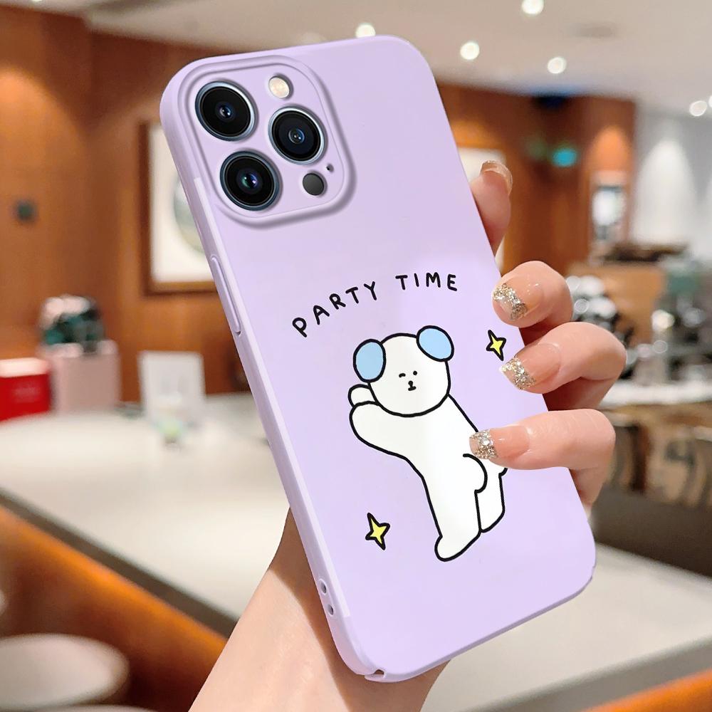 For iPhone 16 15 Samsung S23 S22 A13 A23 A52 A33 Huawei Honor Xiaomi Redmi OPPO Vivo Happy Cute Dog Cat Design Hard Full Lens Protect Cartoon Case