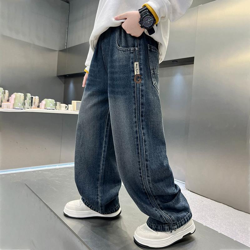 Forår Efterår Teenager Drenge Jeans Mode Løse Lige Denim Bukser Til 4-14 År Børn Afslappet Tøj Børn Udendørs Bukser