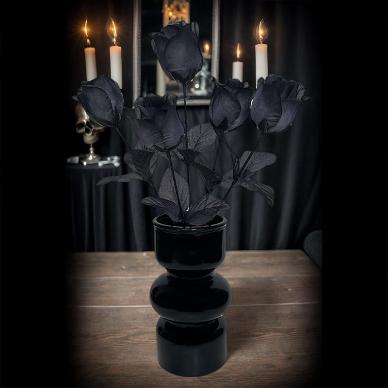 1 Stück Realistische Seiden-Schwarze Rosen Fotografie Hintergrund Blumen Gothic Heimdeko Simulierte Schwarze Rose 36cm
