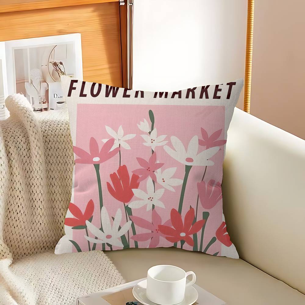 Simplicity Vintage Pink Cartoon Print Canvas Personalized Pillow Cover Kids Bedroom Wild Party Decor Pillowcase Kid Shower Gift