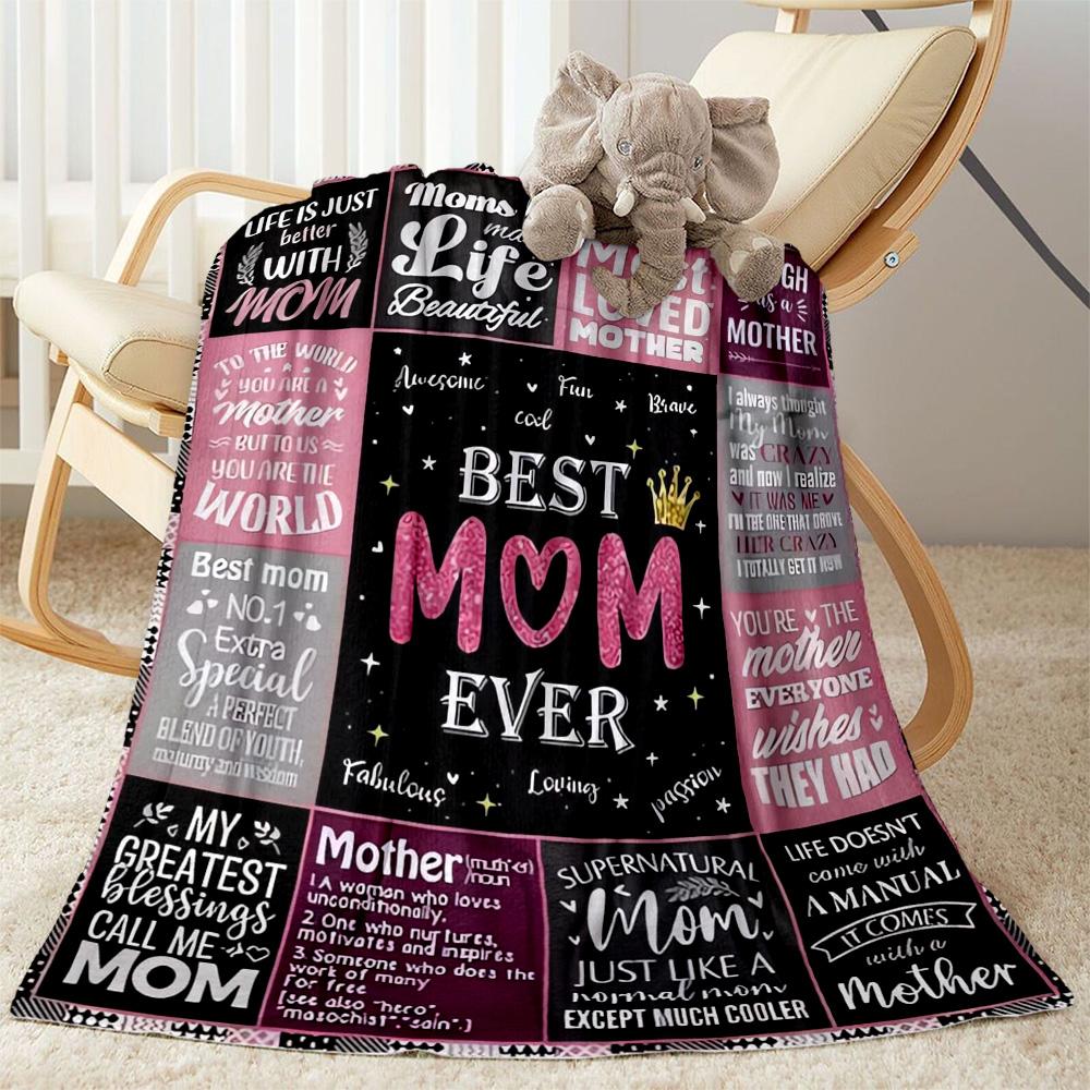 1pc Mom Quotes Blanket Comfortable Soft Lightweight Multi Purpose Blanket for Travel Camping Picnics Sofa Office Bed Living Room Gift for Friends