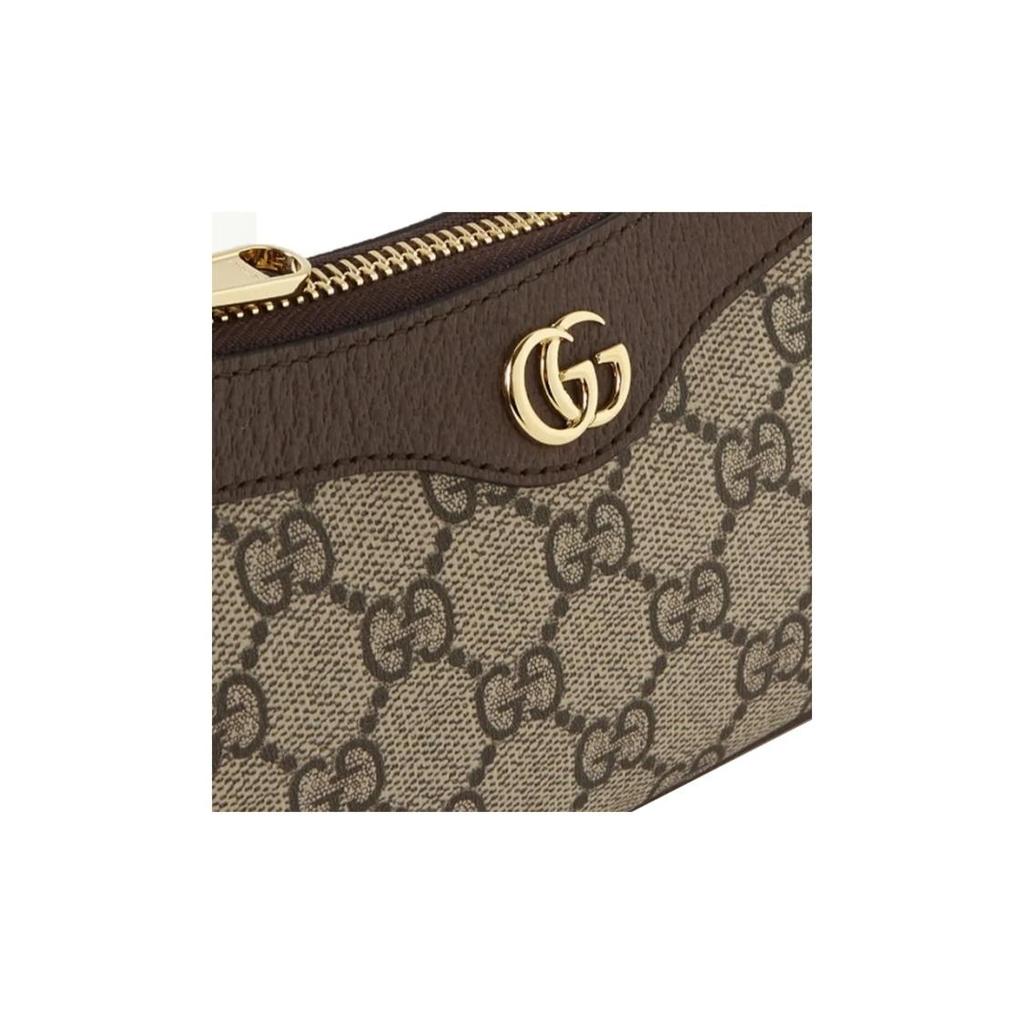 GUCCI Ophidia Double G Logo Zip Closure Canvas and Leather Mahjong Bag Underarm Bbag Shoulder Bag Handbag Mini Women's Beige with Ebony Color