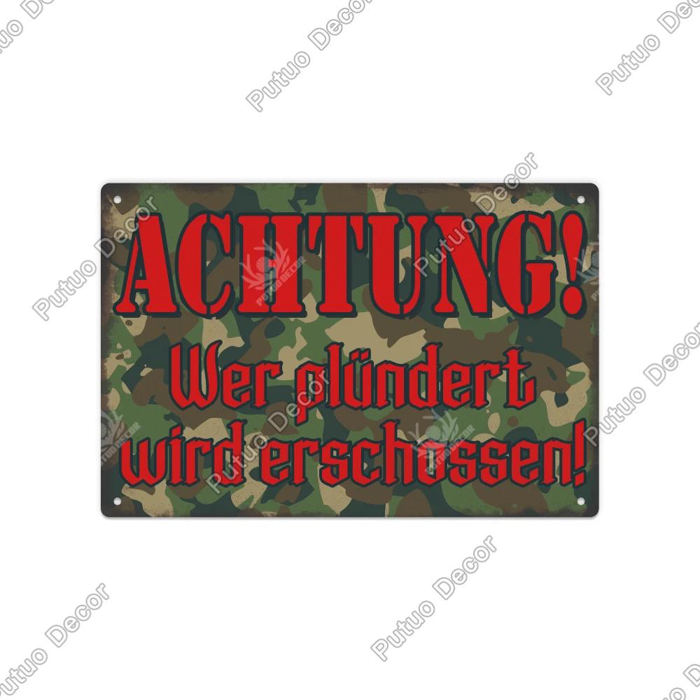 Putuo Decor Vintage German Metal Tin Sign  Rustic Wall Art for Home Office Cafe Farmhouse  Perfect Gift for Friends  Unique Deco