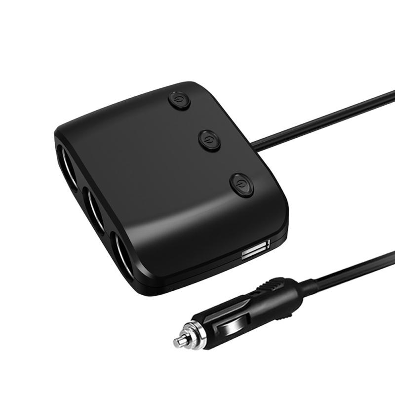 12-24v 120w High-Power Car Charger Dual Usb 3 Hole Independent Switch 1-to-3 Cigarette Lighter