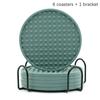Set aus 6 Silikon-Untersetzern für Getränke, beidseitig, runde Tassenunterlage mit Halterständer, Glasgreifer-Pads mit tiefen Rillen