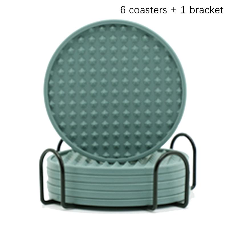 

Набор из 6 силиконовых подставок для напитков, двухсторонние круглые подставки под чашки светло-синий