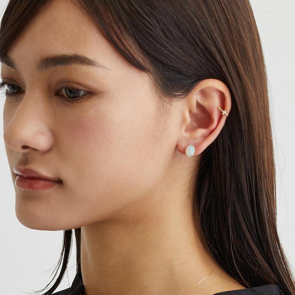 Lala Christie Gold Ear Cuff with Diamond 18K Pavé Cross, Gold, le71-0013-yg