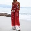 Women's Christmas Print Solid Wide Leg Strapless Tank Pocket Casual Onesie