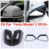 Side Rearview Mirror Cap Rain Shade Rainproof Eyebrow Cover Trim Chrome / Carbon Fiber Accessories For Tesla Model 3 2018 -