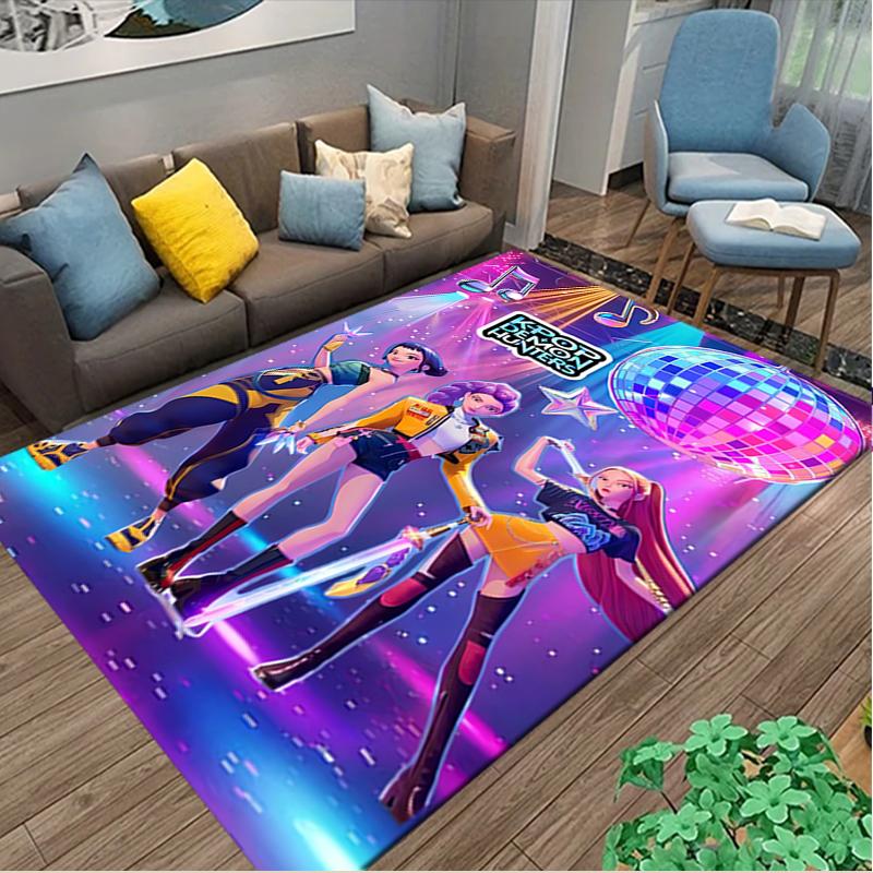 1pc Area Rug Appropriate for Office, Kpop Demon Hunters Carpet, Versatile Printed Chair Rug, Durable Home Sofa Carpet