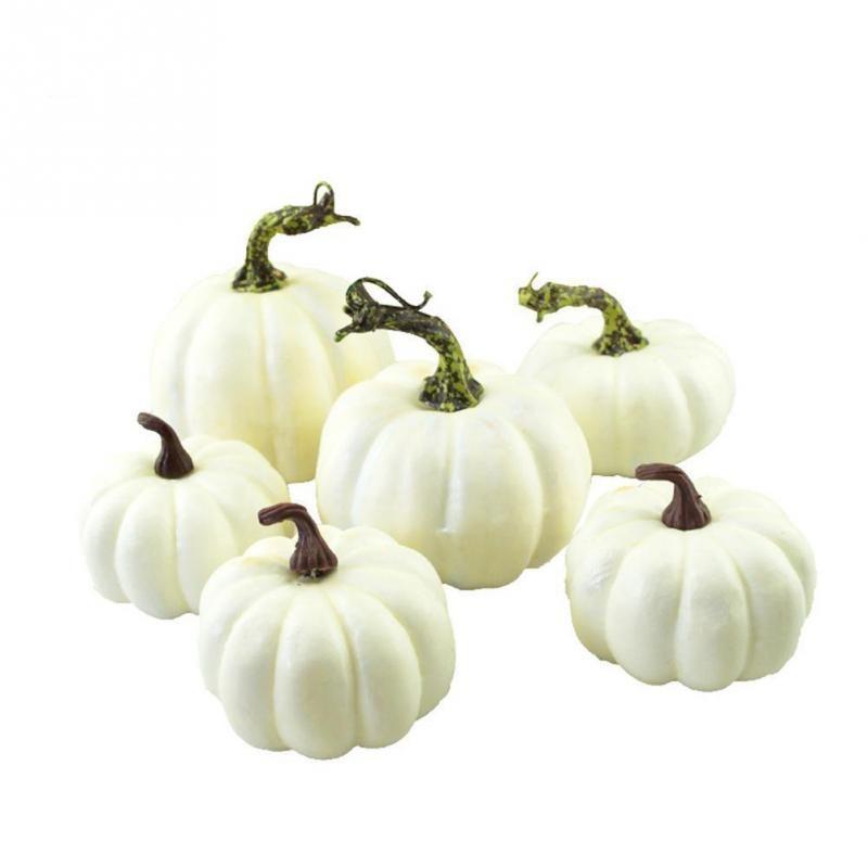 6Pcs Mini White Simulation Pumpkin Fashion Halloween Foam Craft Festival Supplies Decoration