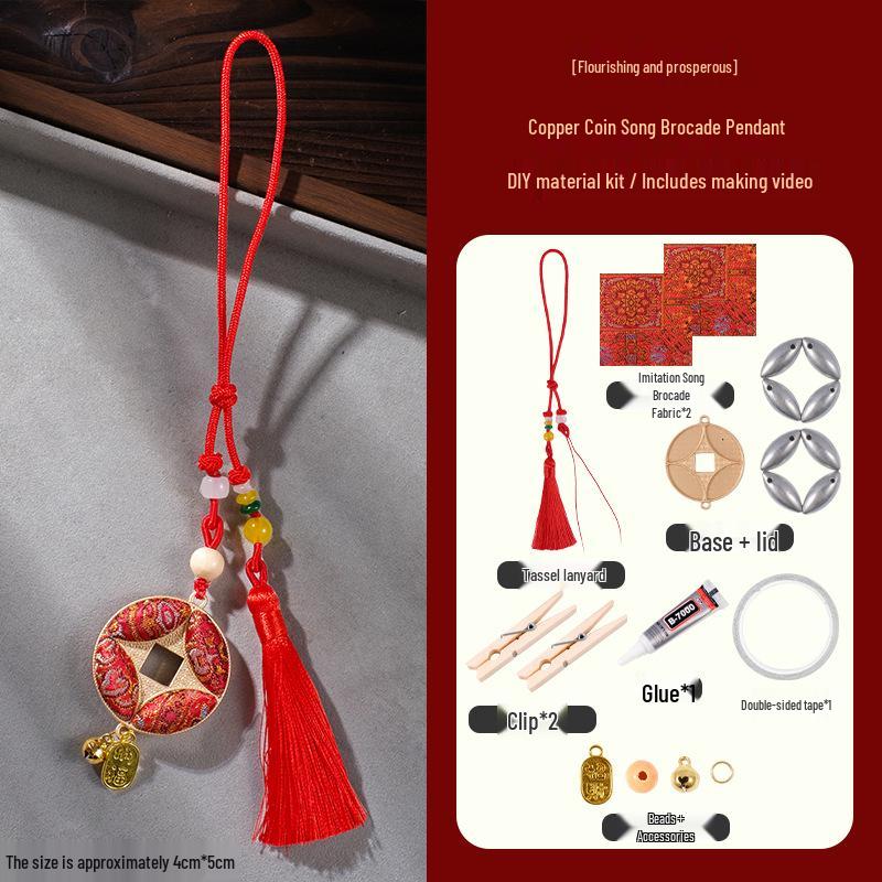 Handmade Song Brocade DIY Pendant Kit: Chinese-Style Keychain, Team Building, Children's Gift