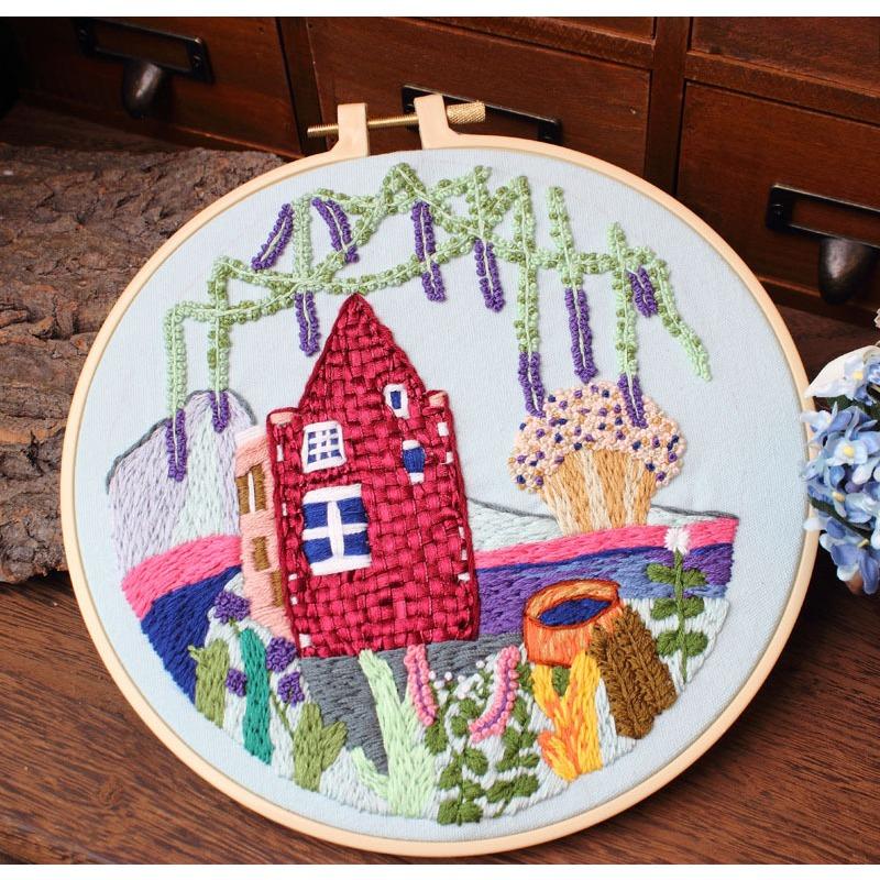 1Pc European Style Architectural Landscape Garden DIY Embroidery Needlework Kit for Embroidery Hobby Beginners