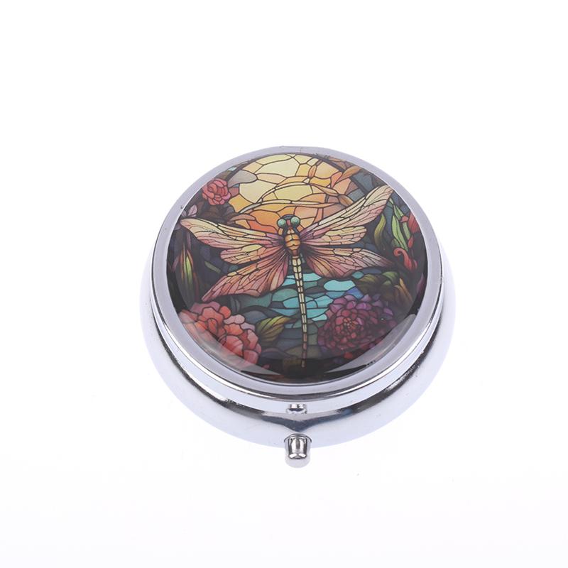 3 Compartments Pill Box Travel Pill Splitters Case Container Vintage Medicines Pillbox With Mirror Drugs Box