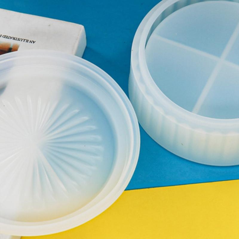 Stripe Storage Box Resin Mold with Lids Silicone Jar Mold for Epoxy Casting DIY Decor Crafts Mold for Jewelry Trinket