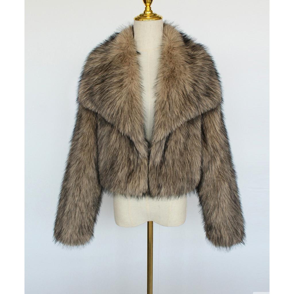 Women's Autumn and Winter New Imitation Fur Jacket Top, Women's Artificial Fur Short Plush Jacket