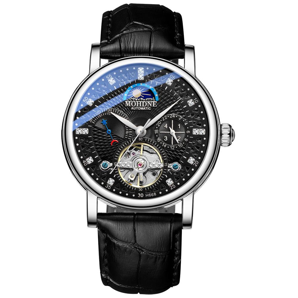 Uhr Herren Mechanische Uhr Vollautomatisch Tourbillon Skelettiert Wasserdichte Uhr Trendige Herren Multifunktions Kompass Uhr
