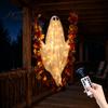 Leichte Mull-Geister-Ornamente Schwingende Außendekoration, Großer Halloween-Hänger mit Ahornblatt Beleuchtete Schaukel für den Garten Rankenlichter Und Fernbedienung
