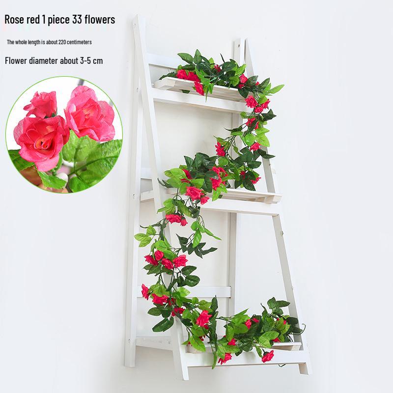 Artificial Rose Vine for Air Conditioning Pipe and Staircase Decoration
