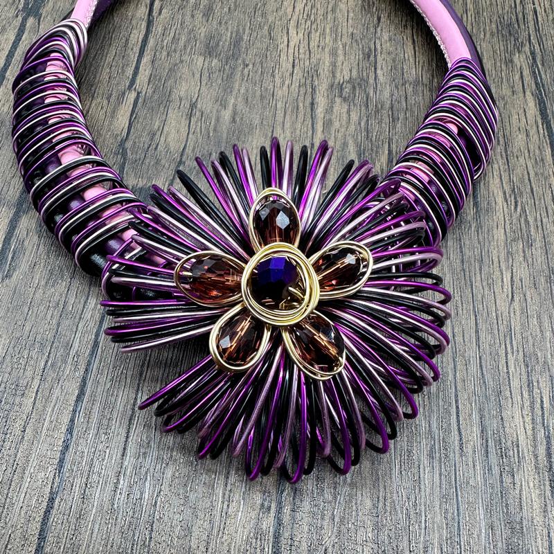 2024 New Aluminium Flower Colorful Jewelry Set for Women African Bridal Necklace Earrings Set Party Jewellery Gifts