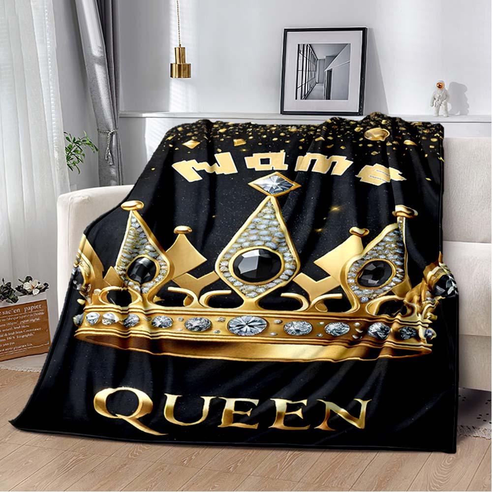 Queen'S Crown Customize Your Name Blanket Warm Comfortable And Soft Blankets Are Suitable For Home Chairs Office Sofas Sofas Office Camping And Gifts