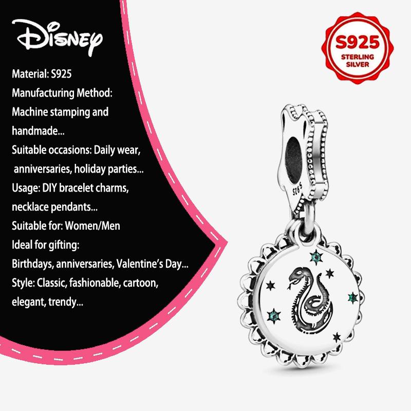 New Disney 925 Silver Winnie & Stitch Charms for Bracelet Necklace DIY Jewelry Gifts Holiday Party