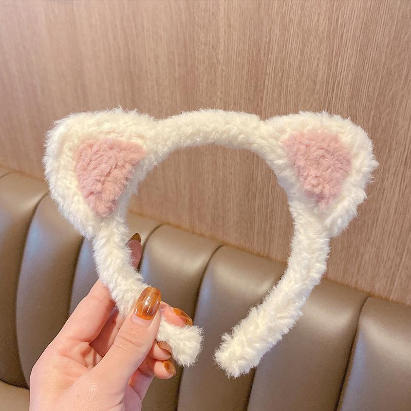 2024 Cute Cartoon Plush Headband for Women - Makeup, Hair Clip & Tie