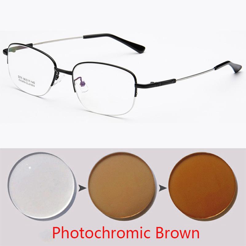 Men's Semi-Rimmed Titanium Memory Frame Metal Eyeglasses Frame for Myopia Prescription Glasses