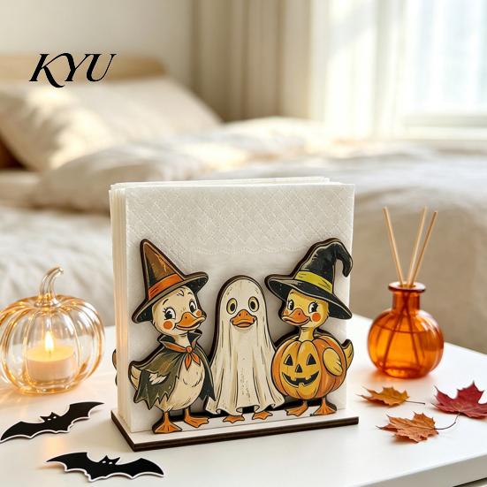Halloween Napkin Holder for Dining Table Wooden Table, Paper Towel Holder, Decorative Fall Freestanding Tissue Dispenser Organizer Home Kitchen