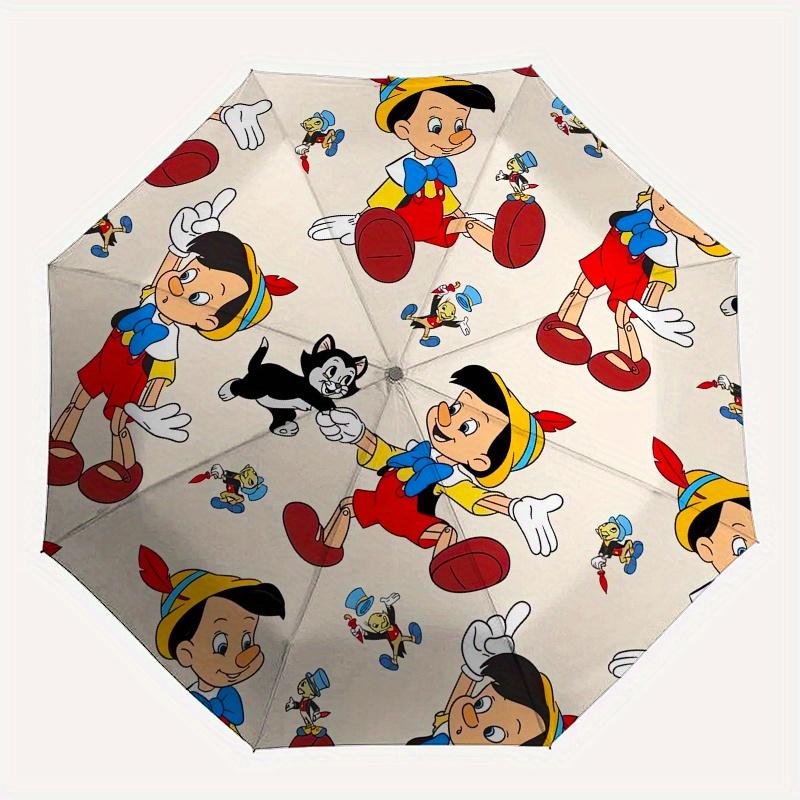 Disney Pinocchio Gepetto Automatic Opening and Closing Umbrella Suitable for all occasion and business umbrella, unisex portable tri fold