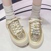 Women Platform Sneakers Shine Design Casual Outdoor Shoes Lace Up Luxury Sneakers High Quality Tennis Sports Shoes Female 35-40